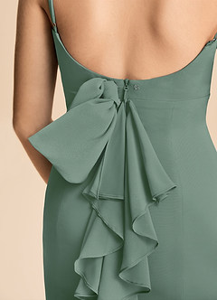 Azazie Lioren Junior Meerjungfrau-Linie Schleifen Chiffon Kleid Eukalyptus image7