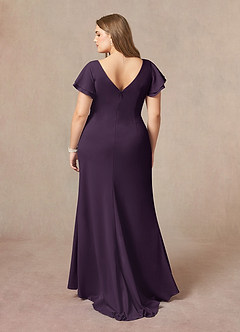 Azazie Peppermint Mother of the Bride Dresses Plum Mermaid Scoop Ruched Stretch Crepe Dress image7