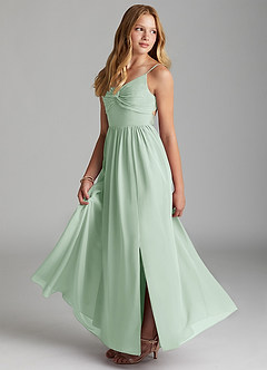 Azazie Zeya Junior Agave A-Line Chiffon Dress image4