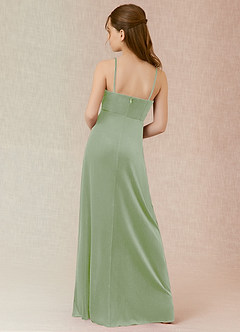 Azazie Solange Junior Dusty Sage A-Line Velvet Dress image2