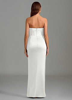 Azazie Emilia Bridesmaid Dresses White Mermaid Strapless Stretch Satin Dress image2