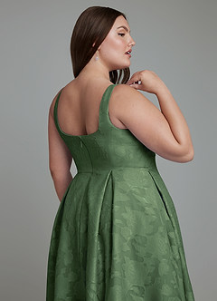 Azazie Amalie Bridesmaid Dresses Eucalyptus A-Line Pleated Floral Burnout Dress image8