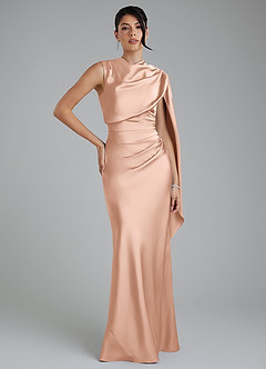 Azazie Taj Abiti da Damigella Abito Sirena in Raso Elasticizzato Corsetto Oro Rosa image1