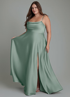 Azazie Elle Robes à essayer chez vous Robe Trapèze en Satin extensible Plissé Noir image8