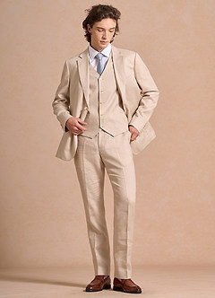 front Harrison Tan 100% Linen Dress Pants