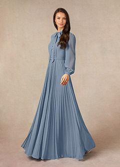 Azazie Adellah Mère de la mariée Robes Robe Trapèze en Mousseline de soie Plissée Violet Crépusculaire image2