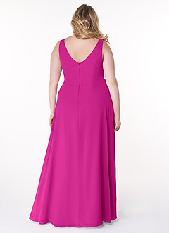 Azazie Kori Brautjungfernkleider A-Linie Plissee Chiffon Kleid Fuchsia image7