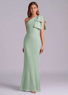 Azazie Yuanna Bridesmaid Dresses Agave Mermaid One Shoulder Chiffon Dress image5
