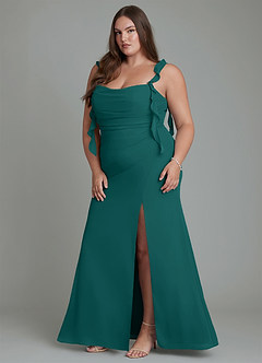Azazie Jessamine Bridesmaid Dresses Peacock Mermaid Corset Chiffon Dress image13