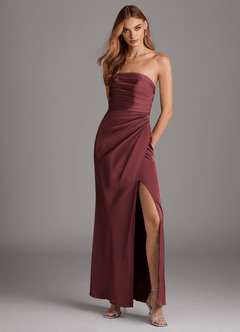 Azazie Lexie Final Sale Agave Sheath Strapless Stretch Satin Convertible Dress image1