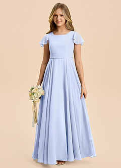 Azazie Cady Junior Abito A-Line in Chiffon Plissettato Ghiaccio image1