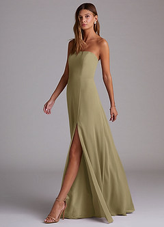 Azazie Wren Bridesmaid Dresses Moss Green A-Line Side Slit Chiffon Convertible Dress image4