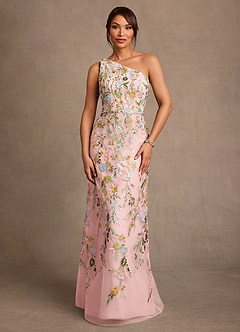 Azazie Bertie Mother of the Bride Dresses Powder Pink A-Line Lace Dress image1