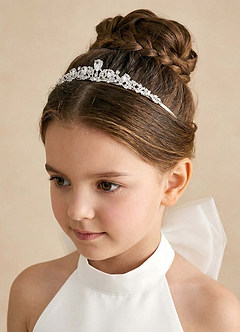 front Dainty Crystal Flower Girl Tiara
