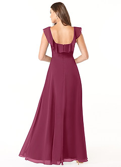 Azazie Jinny Bridesmaid Dresses Mulberry A-Line Square Neckline Ruched Chiffon Dress image2