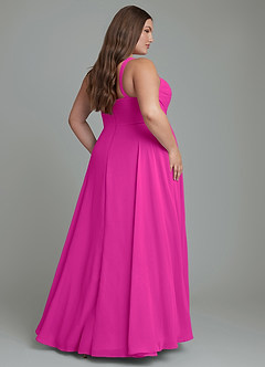 Azazie Shaude Bridesmaid Dresses Fuchsia A-Line Pleated Chiffon Dress image7