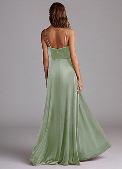 Azazie Moira 신부 들러리 드레스 A라인 포켓이 있는 벨벳 바닥 길이 드레스 image2