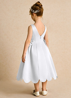 Azazie Macaroon Flower Girl Dresses White Ball-Gown Bow Matte Satin Dress image3
