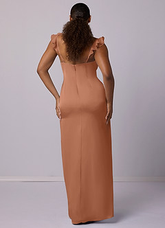 Barbie ♥ Azazie Final Sale Bronzer Sheath Stretch Satin Dress image7