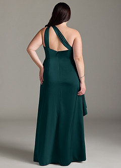 Azazie Maive Bridesmaid Dresses Pine Sheath Ruched Stretch Satin Dress image7