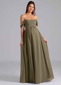 Azazie Saige Maternity Bridesmaid Dresses A-Line Pleated Chiffon Floor-Length Dress image4