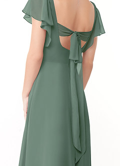 Azazie Syenna Bridesmaid Dresses Eucalyptus A-Line Ruched Chiffon Dress image3