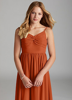 Azazie Zeya Junior A-Linie Chiffon Kleid Gebranntes Orange image6
