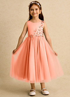 Azazie Malva vestidos de niña de las flores Vestido de Atardecer de Tul de Princesa con Lazo image4