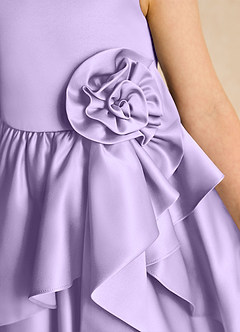 Azazie Hermia Flower Girl Dresses Lilac A-Line Sleeveless Matte Satin Dress image6