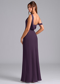 Azazie Madelyn Bridesmaid Dresses Plum Mermaid Off the Shoulder Chiffon Convertible Dress image6
