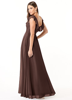 Azazie Jinny Final Sale Mulberry A-Line Square Neckline Ruched Chiffon Dress image7