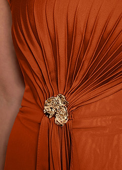 Azazie Dinanta Mother of the Bride Dresses Burnt Orange Column Pleated Chiffon Dress image8