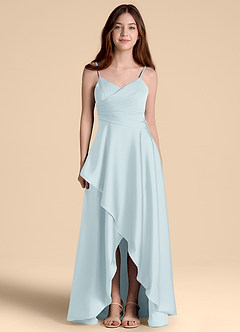 Azazie Prisha Junior Jurk van Stretch Satijn met A-Lijn Geplooid De Nevel image5