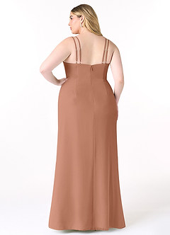 Azazie Leo Bridesmaid Dresses Bronzer Mermaid V-Neck Pleated Chiffon Dress image9