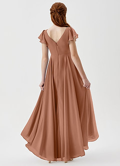 Azazie Caria Junior Robe Trapèze en Mousseline de soie Plissée Bronze image2
