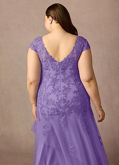 Azazie Romy Abiti per la Madre della Sposa Abito Sirena in Tulle con Scollo a V e Paillettes Tahiti image12