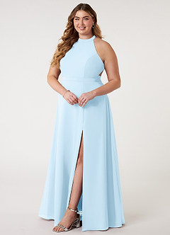 Azazie Clarice Bridesmaid Dresses Sky Blue A-Line Halter Chiffon Dress image11