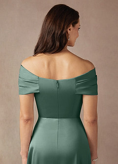 Azazie Amelia Mère de la mariée Robes Robe Trapèze en Satin extensible Épaule décolletée Eucalyptus image8
