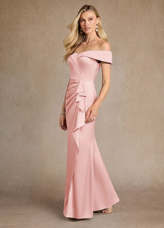 Azazie Laredo vestidos de madre de la novia Vestido de Rosa Empolvado de Satén Elástico de Corte Sirena con Vestidos sin tirantes image5