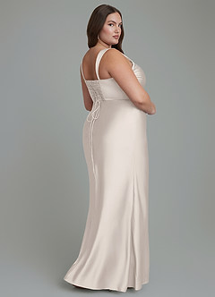 Azazie Agustina Bridesmaid Dresses White Alabaster Mermaid Corset Stretch Satin Dress image8
