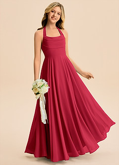 Azazie Kady Junior Scarlet A-Line Sweetheart Neckline Chiffon Dress image3