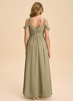 Azazie Lianne Junior Moss Green A-Line Off the Shoulder Chiffon Dress image7