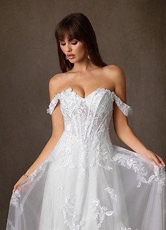 Azazie Florentina Wedding Dresses Diamond White A-Line Sweetheart Sequins Tulle Dress image9