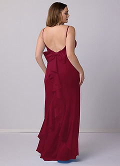 Barbie ♥ Azazie Bridesmaid Dresses Burgundy Mermaid Bow Stretch Satin Dress image6