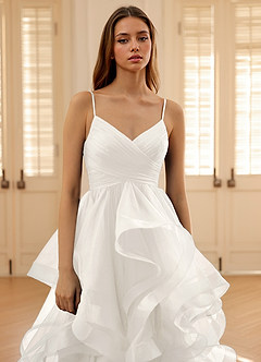 Carmencita White A-line Ruffles Prom Dress image9
