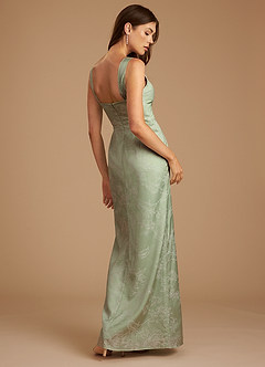 Azazie Denice Bridesmaid Dresses Sage Blossom Sheath Pleated Blossom Dress image2