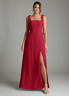 Azazie Debra Bridesmaid Dresses Scarlet A-Line with Pockets Chiffon Convertible Dress image7