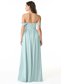Azazie Morana Robes de demoiselle d'honneur Robe Trapèze Convertible en Satin extensible Épaule décolletée Verre De Mer image3
