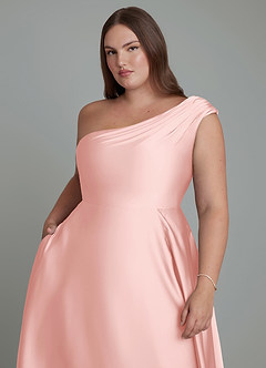 Azazie Melanie Robes à essayer chez vous Robe Trapèze en Satin extensible Épaules dénudées Améthyste image12