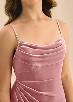 Azazie Mai Junior Dusty Rose A-Line Sweetheart Neckline Velvet Dress image7